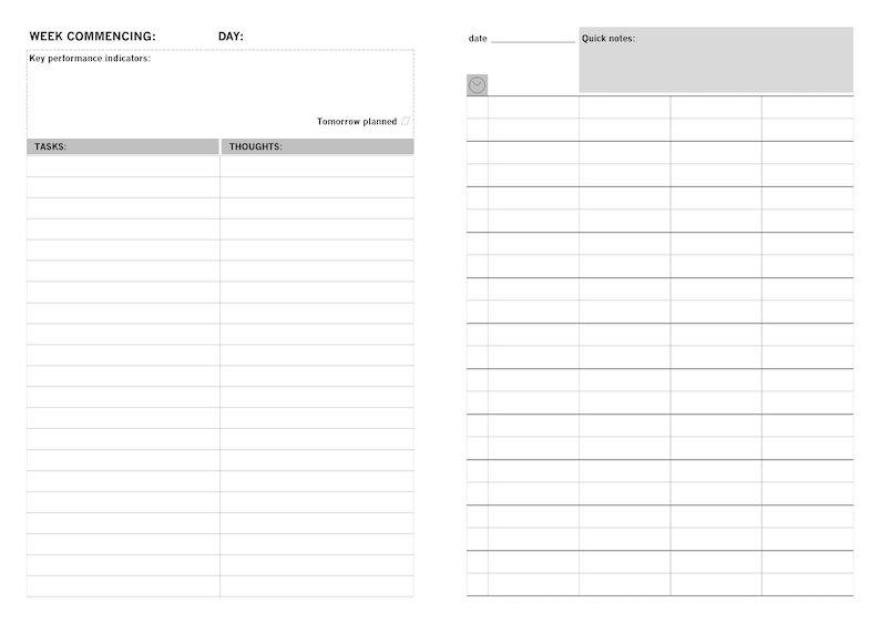 Timeblocking Productivity Planner Template Suitable for Printing