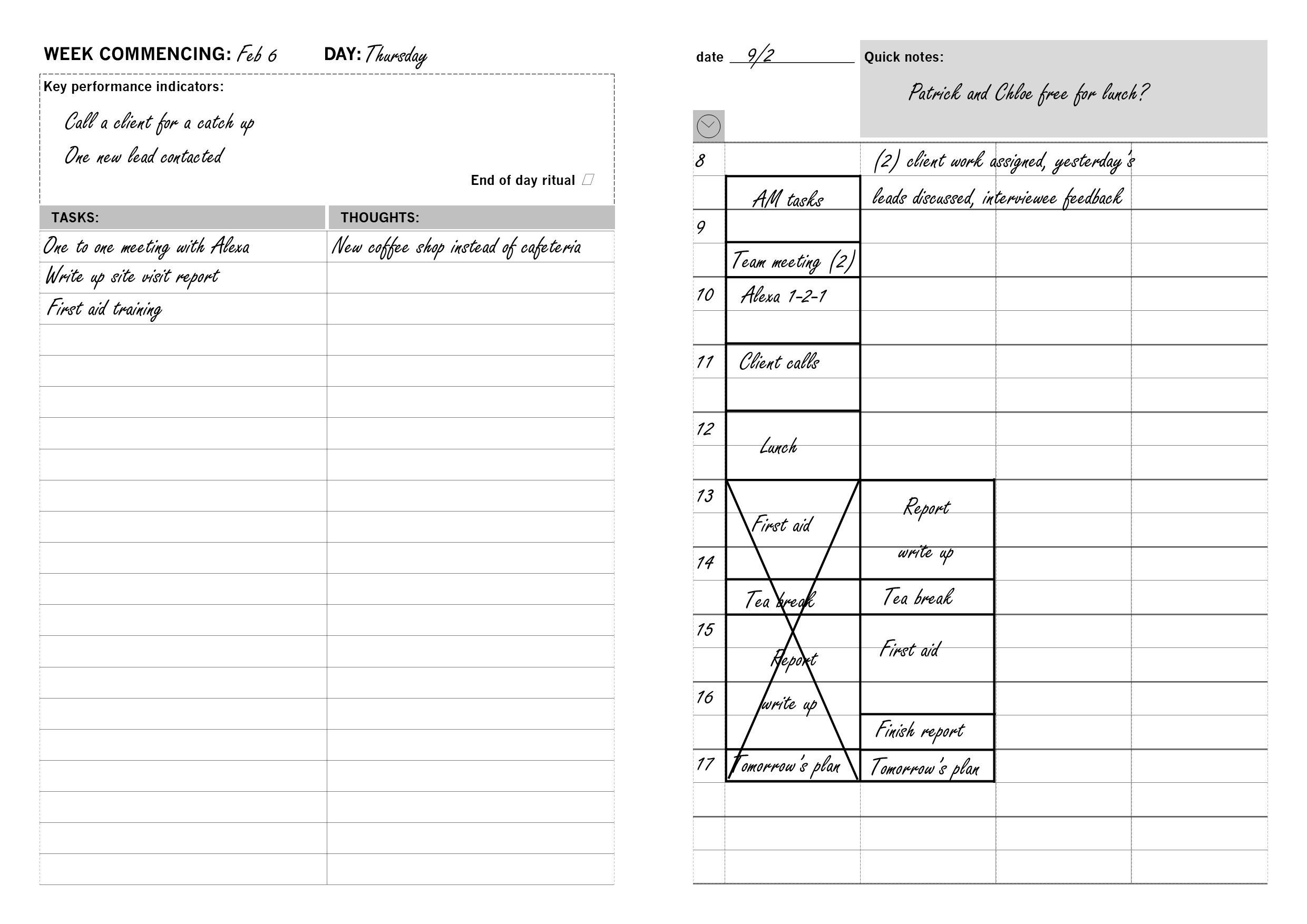 Timeblocking Productivity Planner Template Suitable for Printing