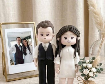 Custom Couple Figurine from Photo – Personalized Wedding Gift, Anniversary Keepsake, Handmade Clay Sculpture