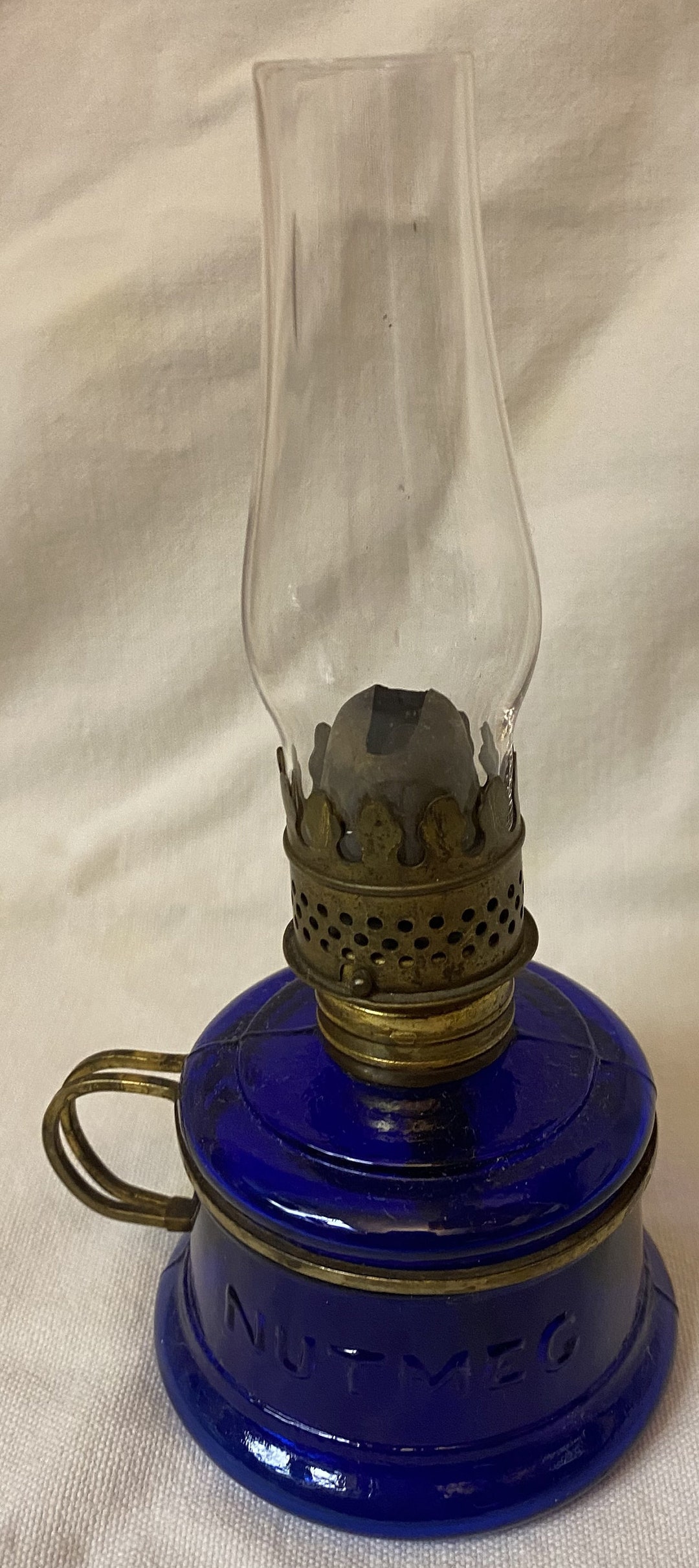 Nutmeg Miniature Oil Lamp Cobalt 2.75 Etsy