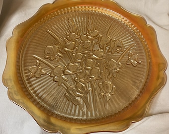 Assiette à sandwich Iris Iridescent 12" Jeannette Glass Company