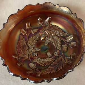 Acorn Red Bowl 6.25&quot; Fenton Art Glass