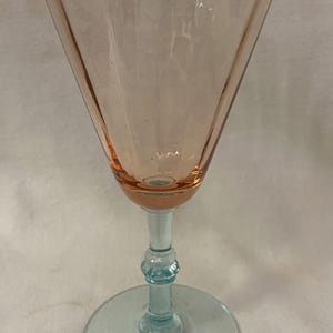 Fondale Blue and Pink Goblet 7&quot; Morgantown Glass Company