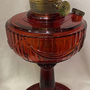 Tall Lincoln Drape Red Oil Lamp Aladdin Mantle Lamp Company