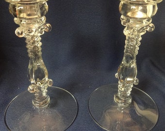 Line 3121 Crystal Candlestick Pair 7" Cambridge Glass Company