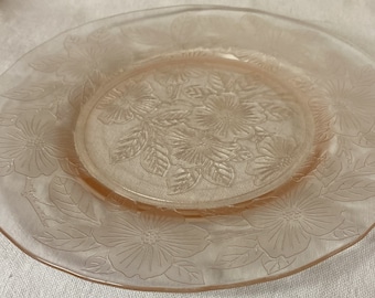 ドッグウッド ピンク ランチプレート 8インチ Mac Beth Evans Glass Company