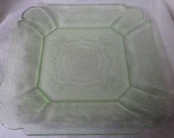 Lorain Green Luncheon Plate 8.75" Indiana Glass Company