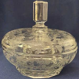 Rose Point Crystal Candy Box 6" Pristine 306 Cambridge Glass Company