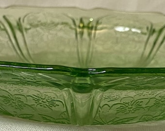 Cherry Blossom Green Flat Soup Jeannette Glass Company