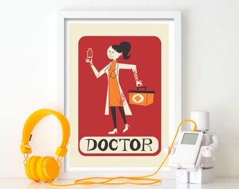 Doctor Poster Gift for Women, Funny Graduation Print Birthday, Personalized Art For Healthcare Professional, New Doctor Medical Stethoscope