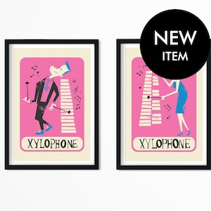 Set di poster di xilofono, aggiungi i tuoi nomi preferiti, poster di musica classica, regali personalizzati per bambini, decorazioni per pareti della camera da letto, regalo di Natale
