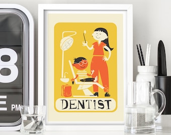 Gift For Dentist, Custom Personalized Artwork Poster, Funny Gift Print, Office Vintage Design Decor, Mothers Day Birthday Gift Orthodontist