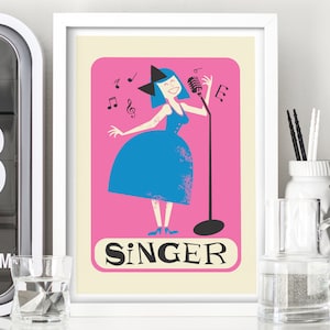 Upcycled Music Book Page Singer Portrait Illustration Unframed Wall Art Print Poster Home Decor Premium, Size: Unframed Paper 12x16