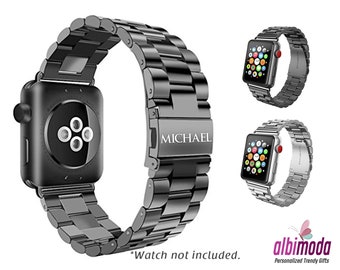 Personalized Apple Watch Band for Dad Premium Stainless Steel, Apple Watchband All Series, Luxury iWatch Metal Band, Heavy Duty Band for Him