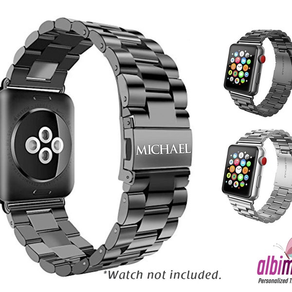 Bracelet de montre Apple personnalisé pour papa en acier inoxydable de qualité supérieure, Bracelet de montre Apple toutes séries, Bracelet en métal de luxe iWatch, Bracelet robuste pour lui