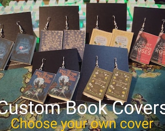 Custom Mini Book Earrings / Pick Your Own Cover / Mini Book Earrings