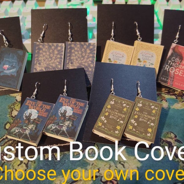 Custom Mini Book Earrings / Pick Your Own Cover / Mini Book Earrings