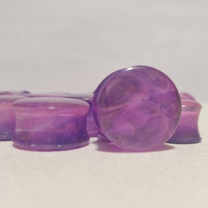 Purple Double Flared Gauges / Purple Resin Ear Gauges / Purple Ear Plugs / 13/16&quot; 11/16&quot; 5/8&quot; 9/16&quot; 1/2&quot; 00g 20mm 18mm 16mm 14mm 12mm 10mm