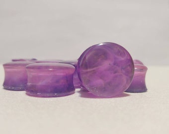 Purple Double Flared Gauges / Purple Resin Ear Gauges / Purple Ear Plugs / 13/16" 11/16" 5/8" 9/16" 1/2" 00g 20mm 18mm 16mm 14mm 12mm 10mm