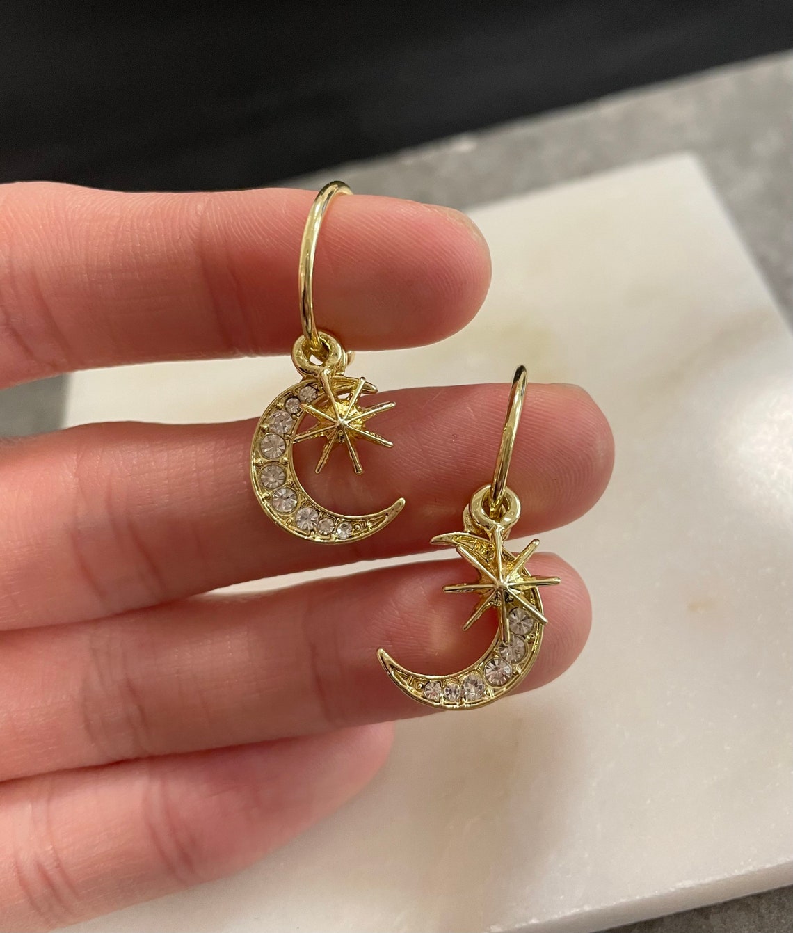 Half moon diamond earrings Clearance