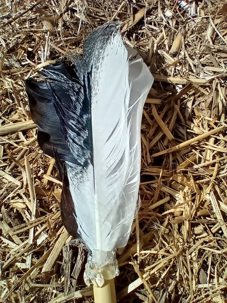 The Balancer Shamanic healing feather wand and rattle with Etsy