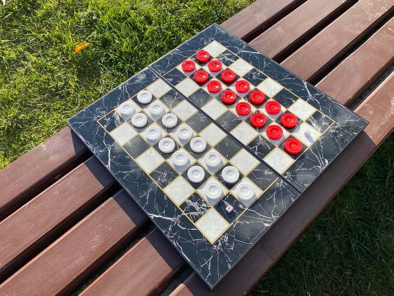 Backgammon Set Wooden Backgammon Chess Checkers Chess Set - Etsy