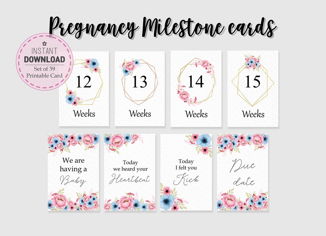 Blumen Schwangerschaft Meilenstein Karten, Blumen Schwangerschaft