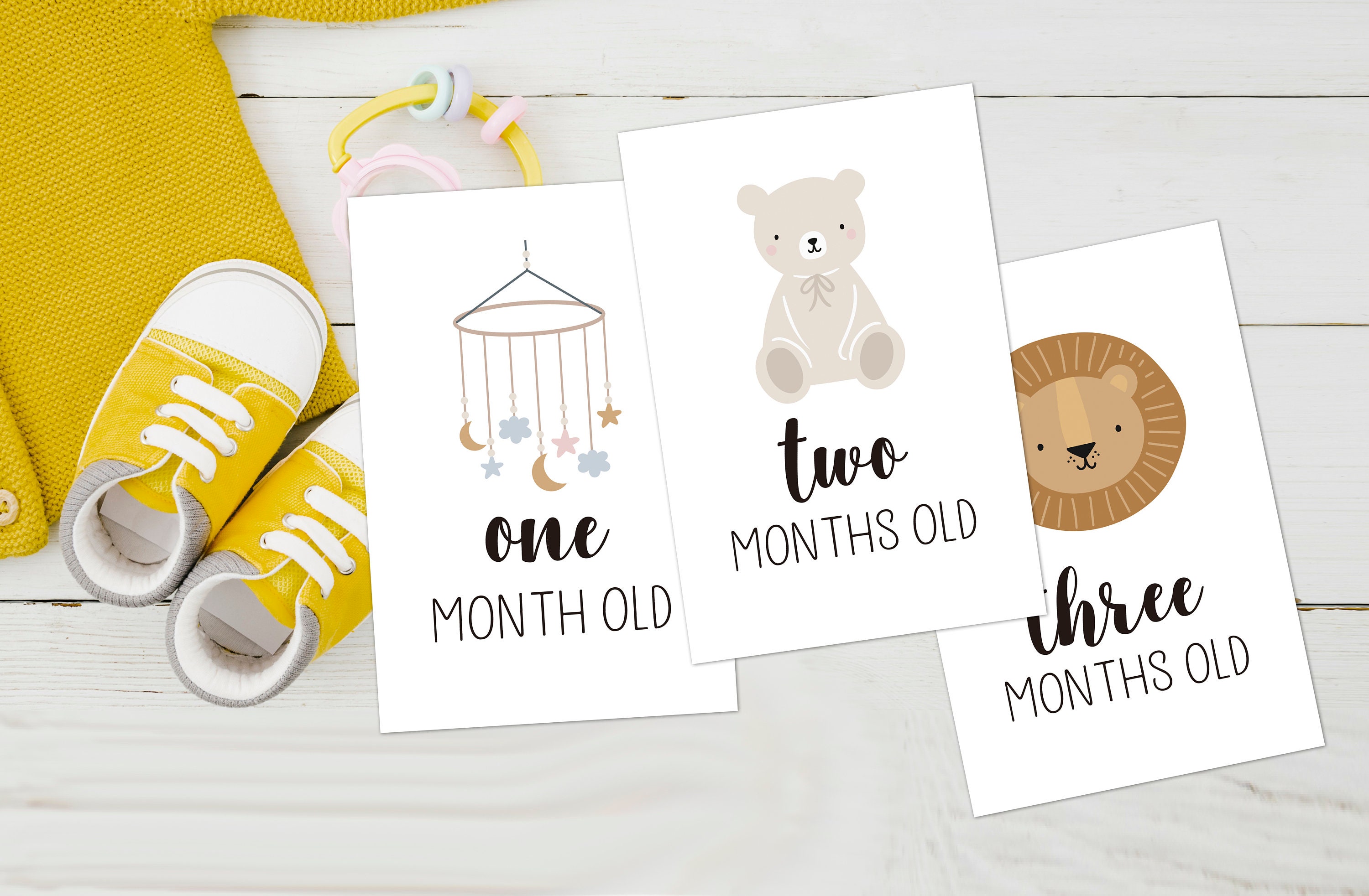 Baby Milestone Cards Printable, Baby Photo, Baby Shower Gift, Animal ...