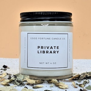 Book Lovers Gift Candle! Handmade Scented Natural Soy Wax in Private Library | Leather Bookstore Cedar Candle | Made in Chicago