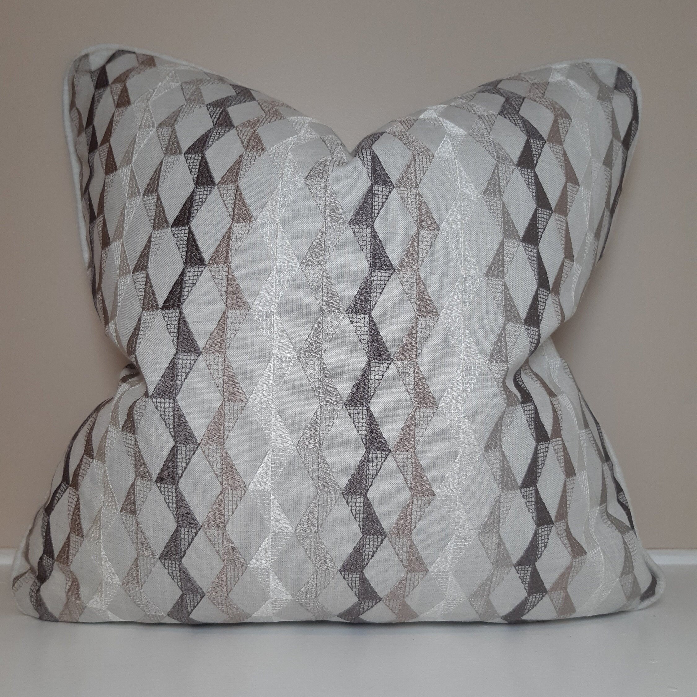 Luxury Designer Square Scatter Cushion Grey Beige and White Etsy
