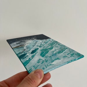 Sea oil painting,Waves,Ocean,Spindrift,Splash,Splatter, Breeze,Miniature,Sea wall decor, 7,08х5,11 inch by MDenGallery image 2