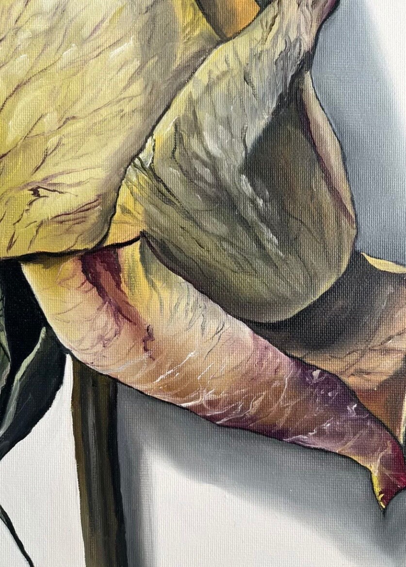 黄色いバラ 油彩画　写実絵画　　静物画 Amazon.co.jp: 田川勤次『バラ』油彩画 静物画 薔薇 黄色い花【油絵