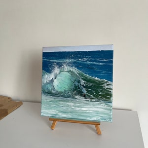 Sea oil painting, Surfing, Surf waves, Seascape, Waves, Ocean paint, Water painting, Realism,Sunset 9,84x9,84 inch by MDenGallery image 5