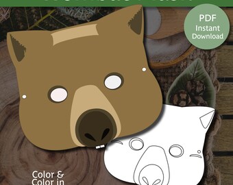 Printable Wombat Mask | Wombat Mask for Kids | Marsupial Mask | Australian Marsupial Mask | Wombat Mask printable | Wombat Activity