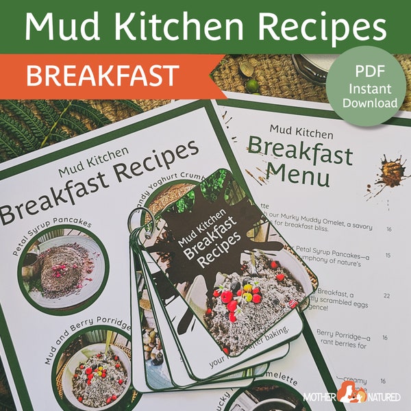 Mud Kitchen Recipes | Mud Breakfast Recipes | Mud Kitchen Printables | Outdoor Kitchen | Muddy Play | Mud Activities | Mud Printables