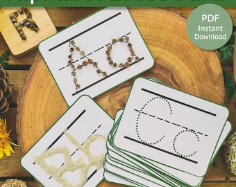 Pièces détachées alphabet | Cartes alphabet nature | Activité des pièces détachées de l’alphabet | Pièces détachées imprimables | Alphabet préscolaire | Montessori