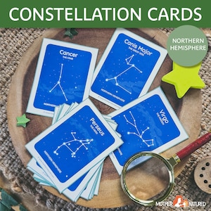 Cartões da constelação do hemisfério NORTE | Estudo Estrela | Estudo de Constelação | Sala de aula de constelação | Observação de estrelas | Estrelas para impressão
