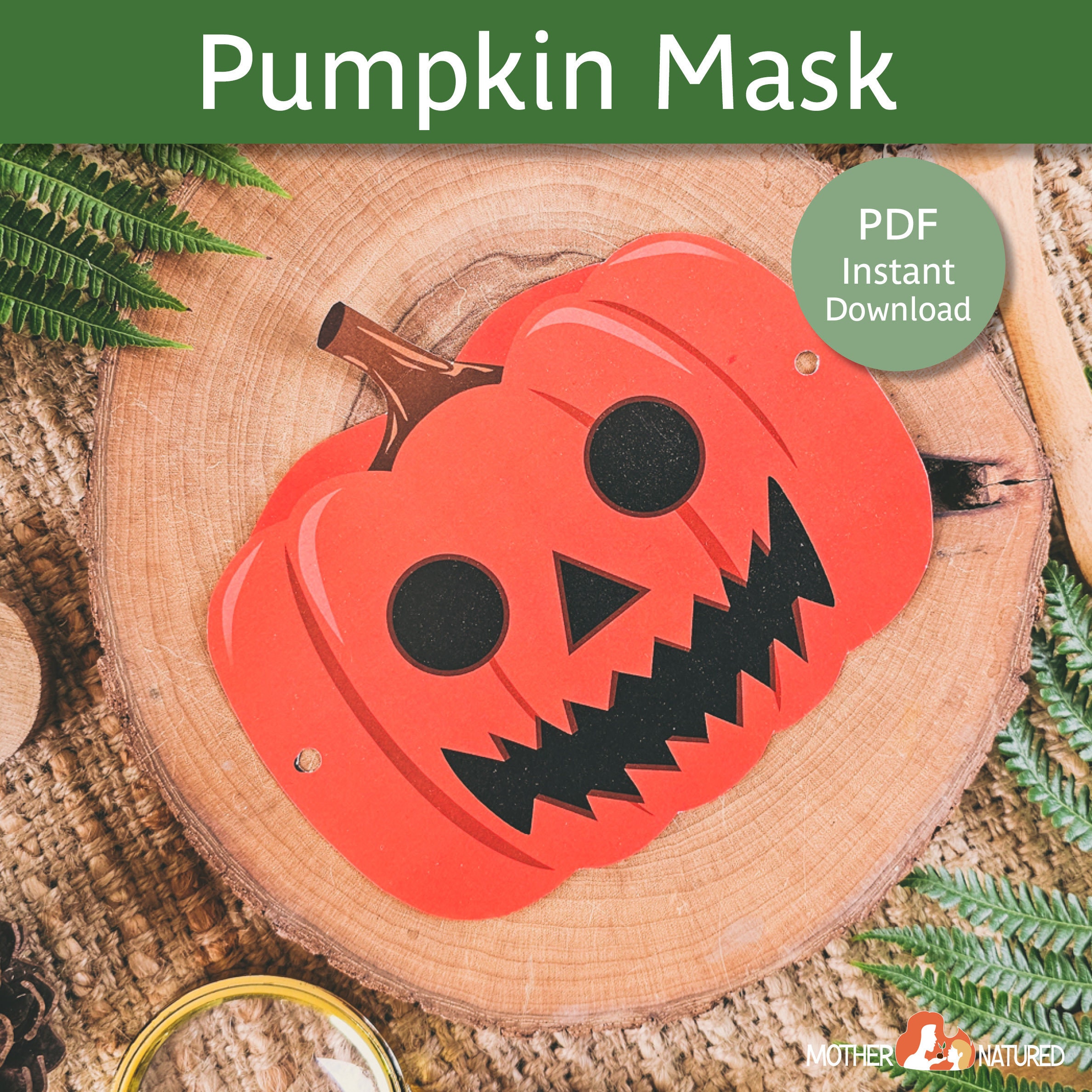 Pumpkin Mask Printable Pumpkin Mask Halloween Pumpkin Mask Scary