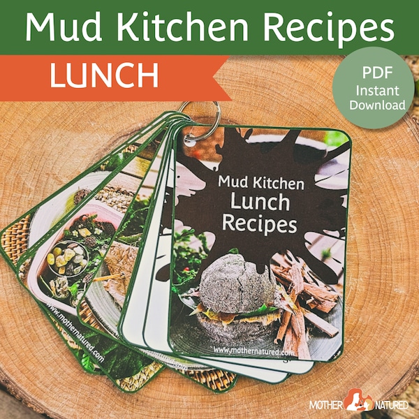 Mud Kitchen Recipes | Mud LUNCH Recipes | Mud Kitchen Printables | Outdoor Kitchen | Muddy Play | Mud Activities | Mud Printables