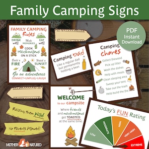 Family Camping Signs | Family Campsite Signs | Family Camp Signs | Camping Signs | Campsite Sign Printables | Camping Printables