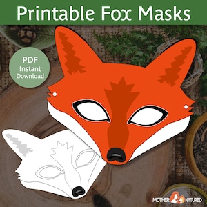 Fox Mask | Adult Fox Mask | Fox Mask for Kids | Printable Fox Mask | Red Fox Mask | Fox Costume
