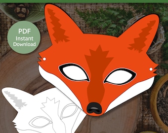Fox Mask | Adult Fox Mask | Fox Mask for Kids | Printable Fox Mask | Red Fox Mask | Fox Costume
