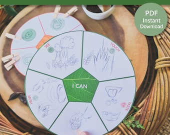 Five Senses Nature Wheel | Nature Sensory Activity for Kids | Outdoor Play Sensory hunt | Montessori Nature Activity |