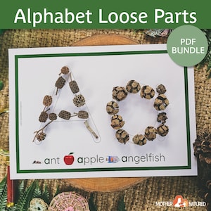 Alphabet Loose Parts Play Mats | Loose parts preschool | Loose parts outdoor | Loose Parts Activities |
