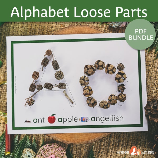 Alphabet Loose Parts Play Mats | Loose parts preschool | Loose parts outdoor | Loose Parts Activities |