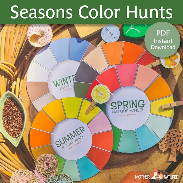 SEASONAL COLOR HUNT | Seasonal Nature Color Wheels | Spring Hunt | Summer Hunt | Winter Hunt | Fall Hunt | Seasonal Scavenger Hunt