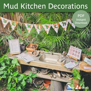 Décorations de cuisine en terre cuite | Imprimables de cuisine de boue | Décoration de cuisine en terre cuite | Présentoir de cuisine en boue | Activités de cuisine de boue | Cuisines en terre