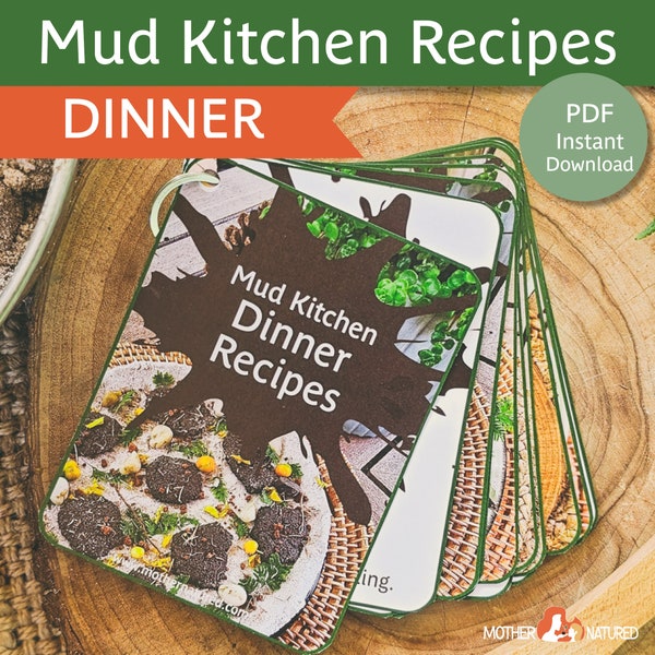 Mud Kitchen Recipes | DINNER Mud Recipes | Mud Kitchen Printables | Outdoor Kitchen | Muddy Play | Mud Activities | Mud Printables