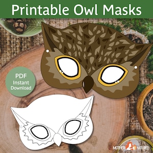 Owl Mask | Adult Owl Mask | Owl Mask for Kids | Printable Owl Mask | Owl Fox Mask | Owl Costume | Halloween Mask