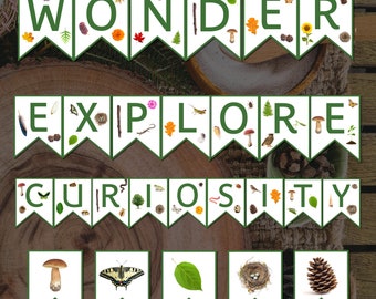 Nature Classroom Decor Bunting | Nature Classroom Decorations | Wonder Curiosity Explorer Bunting| Nature Learning Space Decoration